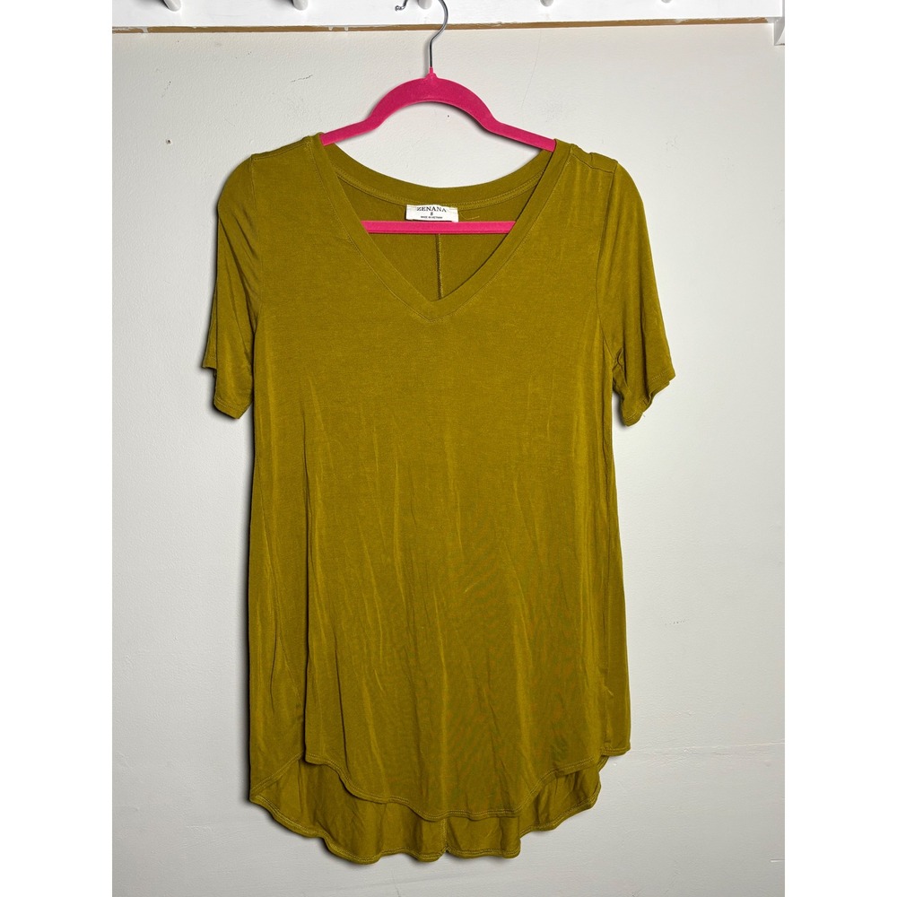 Zenana Tunic Top Mustard‎ Olive Layering Everyday Casual Small